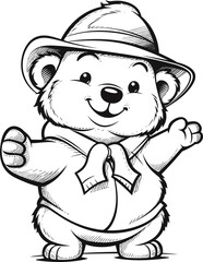 Fototapeta premium Happy Bear , colouring book for kids, vector illustration