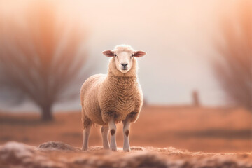 A minimalist photo of a sheep on isolated nature background a hyper 