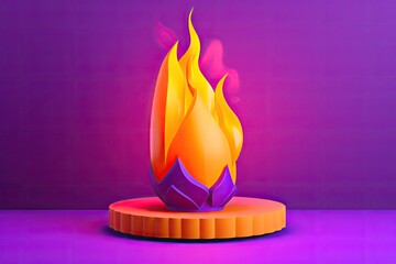 Bright Orange and Purple Object on a Purple Background. Generative AI