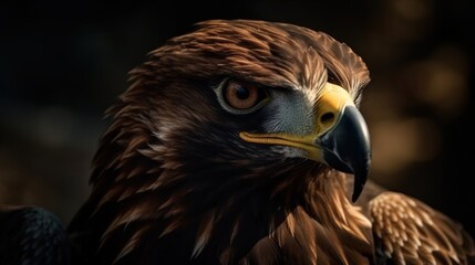 A close-up portrait of a steppe eagle. Generative AI