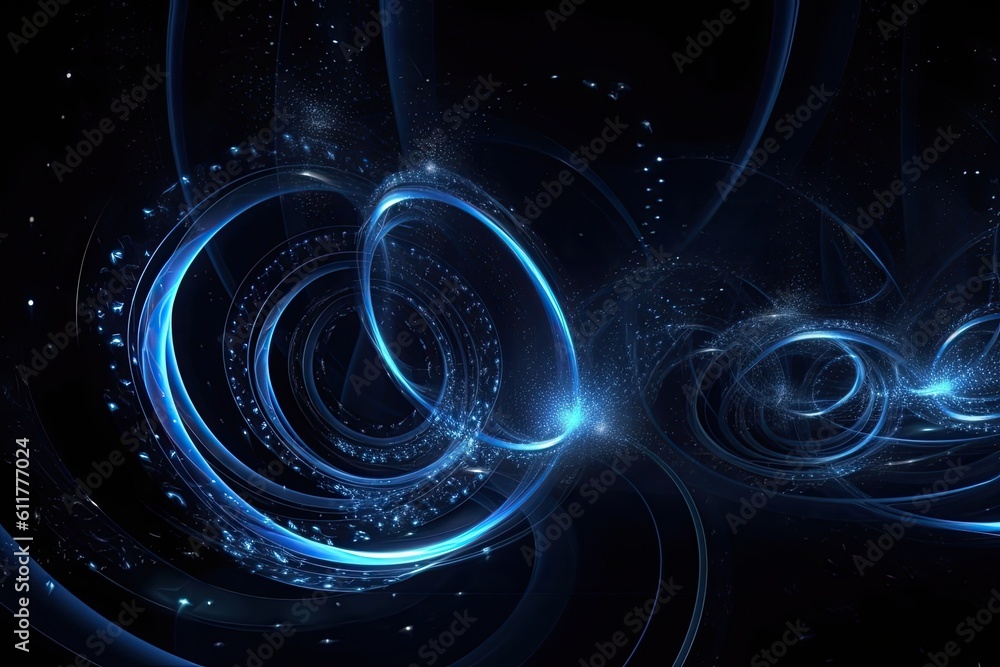 Wall mural blue abstract background with circles and stars. generative ai