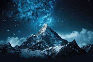 Naklejka na ściany i meble majestic mountain under a starry night sky. Generative AI