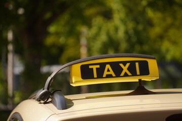 Taxi Schild in grüner Umgebung