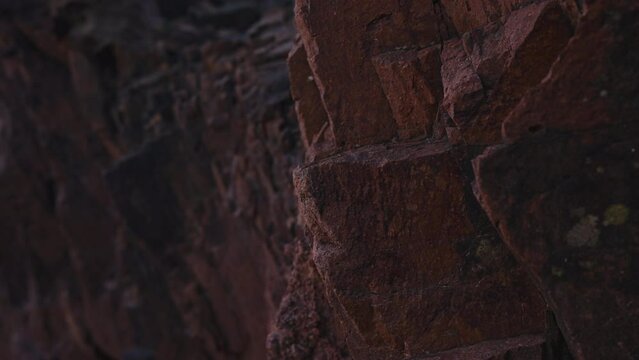 Slow motion closeup shot of Saint Raphael red rocks