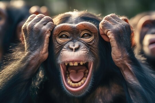 smiling chimpanzee - generative AI