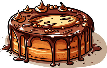 Cartoon Nutella Cake Design, Png, illustration, Generative AI