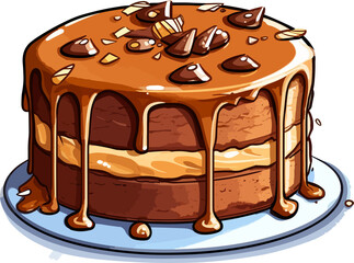Cartoon Peanut butter chocolate cake Design, Png, illustration, Generative AI