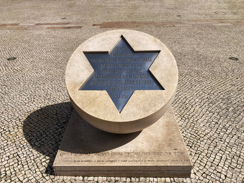 1506 Jewish Massacre Memorial near Sao Domingos Church - Lisbon, Portugal - March, 2023