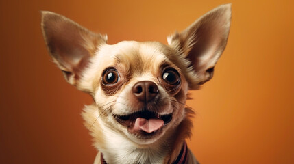 Generative Ai image of a chihuahua dog face close up