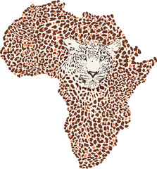 Map of Africa formed by a leopard pattern - 611782019