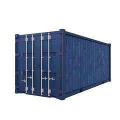 Blue Delivery Cargo Container. Shipping Container. Realistic 3D Render. Cut Out.