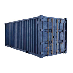 Blue Delivery Cargo Container. Shipping Container. Realistic 3D Render. Cut Out.
