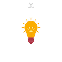 Fototapeta na wymiar Light Bulb icon. A creative and innovative vector illustration of a light bulb, representing ideas, inspiration, and bright solutions.