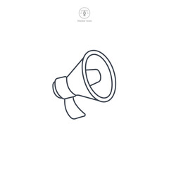Megaphone icon. A bold and attention-grabbing vector illustration of a megaphone, symbolizing announcements, communication, and broadcasting messages.