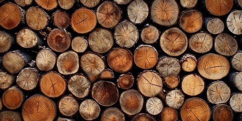A Rustic Tapestry of Dark Brown Wooden Logs, Grant Wood, Generative AI