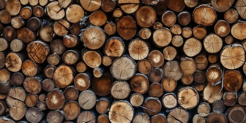 A Rustic Tapestry of Dark Brown Wooden Logs, Grant Wood, Generative AI