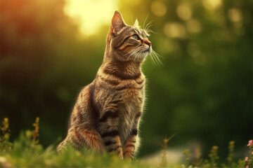 A minimalist photo of a cat on isolated nature background a hyper