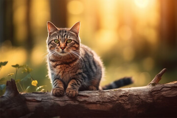 A minimalist photo of a cat on isolated nature background a hyper