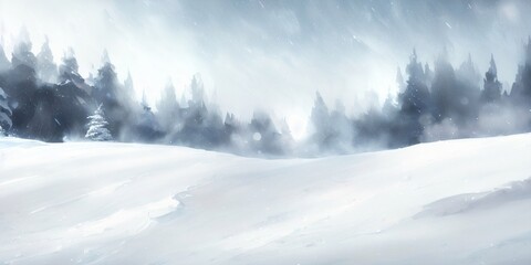 Fototapeta na wymiar Winter background, snowy forest generative ai illustration, snowfall, winter weather