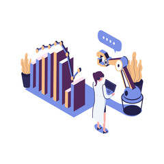 automatic business management flat style isometric illustration vector design