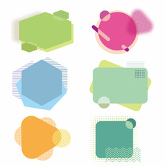 Retro frame design in various shape and shabby color.  Cute design for label, sign, certificate, and background. Kiddos and comic style. 