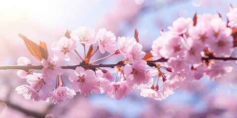 canopy of blossoming cherry blossoms, their delicate pink petals creating a breathtaking display of beauty and ephemeral grace  Generative AI Digital Illustration Part#110623