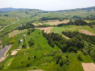 Naklejka premium Aerial view of Sredna Gora Mountain, Bulgaria