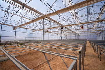 The interior of the empty greenhouse area