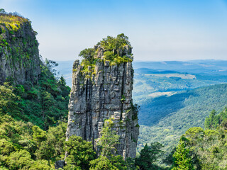 The Pinnacle Rock at the Driekop Gorge with clear blue sky, Mpumalanga, South Africa