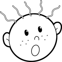 Cartoon Illustration Surprised Baby Face with Freckles Vector