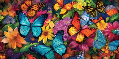 Vibrant Butterfly Garden - Enter a garden alive with the colorful fluttering of butterflies  Generative AI Digital Illustration Part#110623
