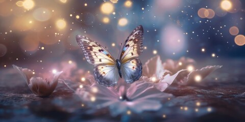 Ethereal Whispers: Frame a butterfly against a soft, bokeh-filled background   Generative AI Digital Illustration Part#110623