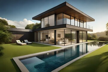 luxury home with pool generated by AI technology 