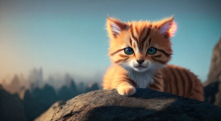 Obraz premium Cute kitten with captivating eyes [AI Generated]