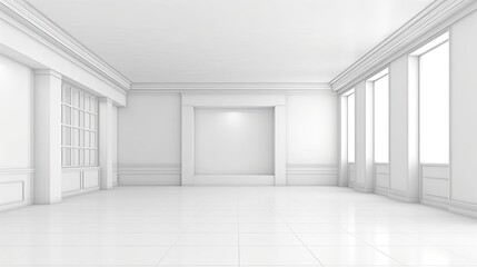 blank, empty room with modern white interior wall mockup, Generative AI