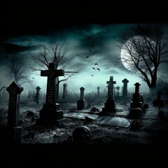 cemetery in the night