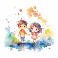 children playing in the water