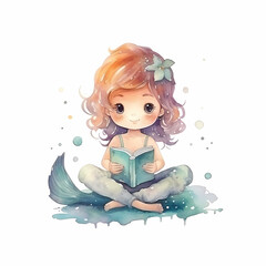 little mermaid sitting on the water