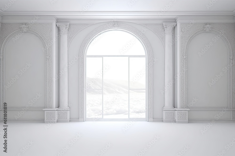 Poster empty interior mockup with a sizable window. generative ai