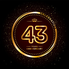 Fototapeta premium 43 year anniversary logo with double line number style and gold color ring, logo vector template