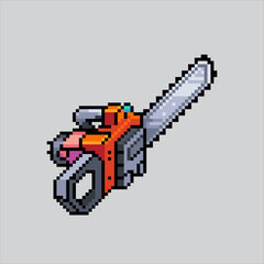 Pixel art illustration Chainsaw. Pixelated Chainsaw tools. Chainsaw lumberjack woodwork pixelated
for the pixel art game and icon for website and video game. old school retro.