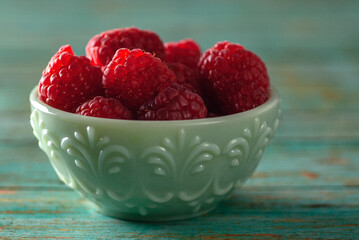 raspberries in a bowl