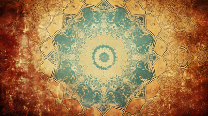 grunge background with oriental ornaments .
