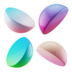multi angle 3d shapes collection set half sphere with modern candy color gradient isolated