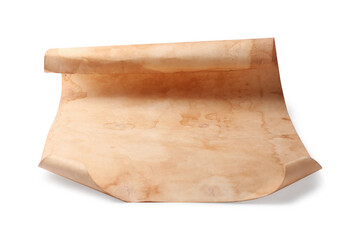 Sheet of old parchment paper on white background