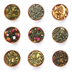 Set of a Tea in a bowles on white