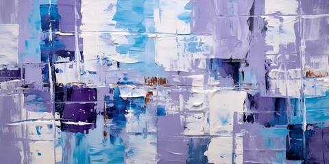 an abstract painting that has a blend of purple and blue colors