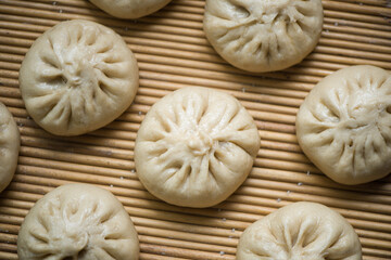 Homemade steamed stuffed buns. Delicious baozi,
