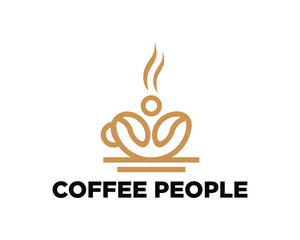 Coffee people logo design concept template vector