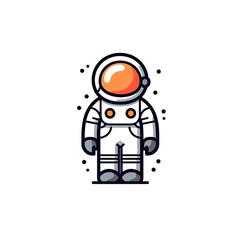 Cute astronaut cartoon icon vector art isolated on white background. Minimal cartoon with solid color and bold outline art style. Digital illustration generative AI.